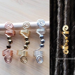 Hämatit Kristall Loc Schmuck, Dread Perlen, Kupfer Dreadlock Haarschmuck, Afrocentric Perlen für Zöpfe Twist und Dreadlocks