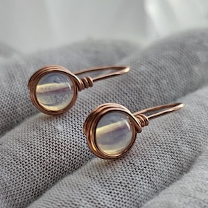 Choose Your Stone Wire Wrapped Crystal Earrings, Natural Stone Stud Earrings