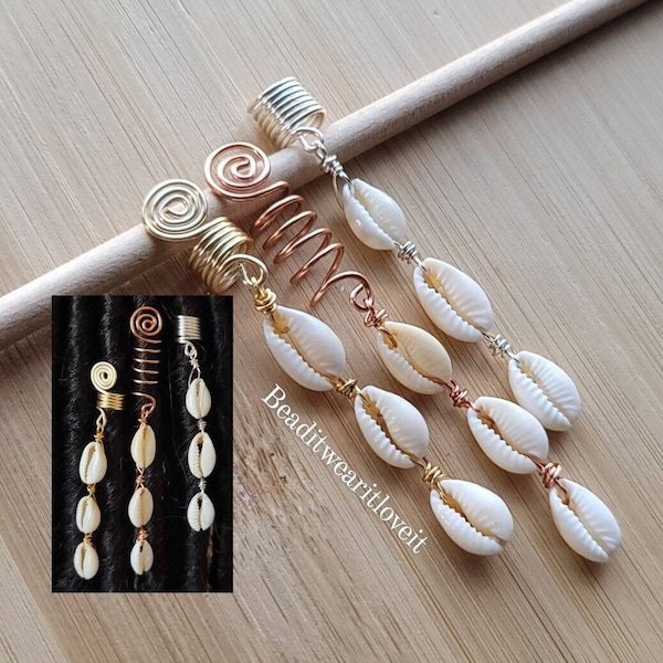 Bijoux Cowrie Shell Loc, Accessoires pour cheveux Dreadlock, Perles pour tresses, Bijoux Loc africains