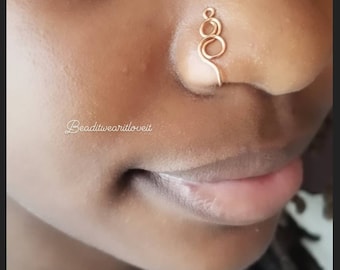 2 Nose Cuffs, Nose Cuff Set, Gold Nose Cuff, Faux Nose Ring, Nose