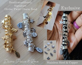 Beaditwearitloveit Signature Divine Twist Charm Bead, Exclusive Dreadlock Hair Accessories, Metal Beads For Braids, Dread Beads, Loc Jewelry