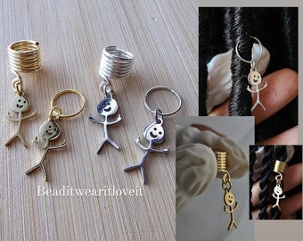 Humor Loc Jewelry, F-Off Stainless Steel Loc Beads Hair Rings, Middle Finger Dreadlock Hair Accessories