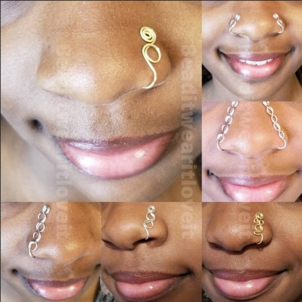 Fake Nose Ring, Gold Nose Cuff, Nose Jewelry