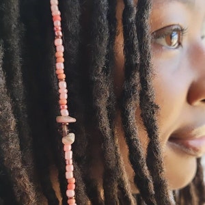 Rhodonite Beaded Dreadlock Extension, Crystal Loc Jewelry,  Dreadlock Hair Accessories, Beaded Hair Clip, Gemstone Loc Extensions