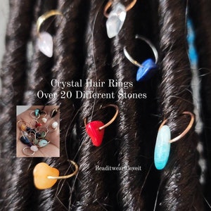 Crystal Hair Rings, Boho Hippie Dreadlock Hair Accessories, Loc Jewelry, Hair Beads