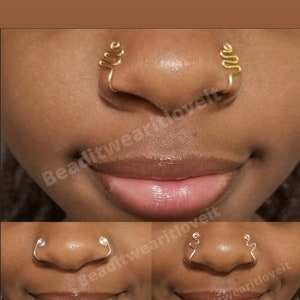 Fake Nose Ring, Nose Cuff, Nose Jewelry, Double Nose Ring, Afrocentric Jewelry