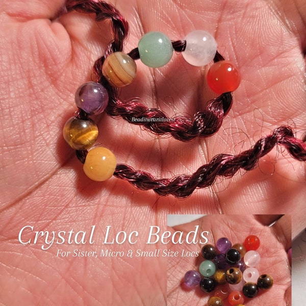 Small Gemstone Loc Beads, Sisterlock Hair Accessories, Beads For Small Braids, Twist And Dreadlocks, Gemstone Loc Jewelry, 3mm Crystal Beads