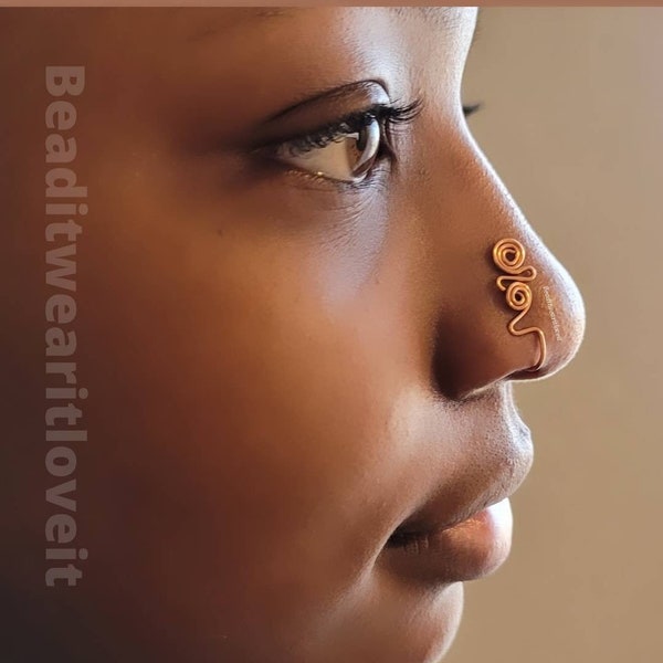 Ethnic Copper Nose Cuff, Afrocentric Nose Jewelry, The Conscious Cuff