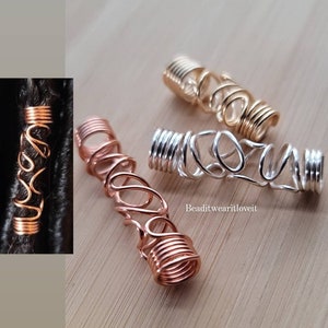 Abstract Copper Wire Wrapped Loc Beads. Dreadlock Hair Accessories, Beads For Braids, Loc Jewelry