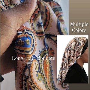 CLEARANCE Long Single Layer Adult Satin Bonnet, Sleep Bonnet, Silk Satin Bonnet for Locs Dreadlocks Curly Hair and Natural Hair