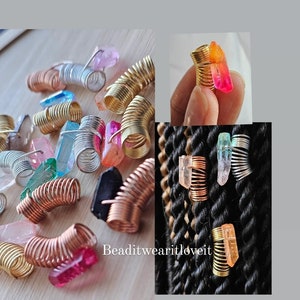 Quarz Crystal Lock Brads, Edelstein Lok Schmuck, Dreadlock Haarschmuck