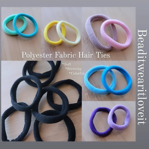 50 Fabric Hair Ties, Polyester Ponytail Holder, 2in Extra Stretch Dreadlock Hair Elastic, Locs Natural Coily Hair, No Damage, Multi Color