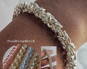 Copper Wire Wrapped Chain Bracelet, Chainmaille Bracelet Multiple Styles