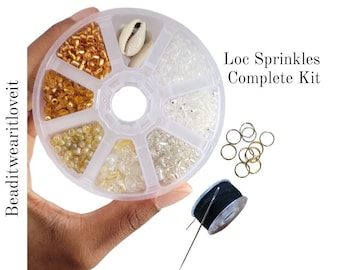 Ultimate Gold & Silver Loc Sprinkle Complete Kit, Crystal Loc Sprinkle Beads, 24k Gold Sterling Silver Loc Jewelry Dreadlock Accessories