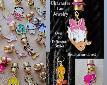 Character Loc Jewelry, Fun Cute Trendy Hair Beads, Cartoon Dreadlock Hair Accessories, Unique Hair Rings and Beads For Braids Locs and Twist