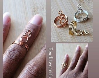 Spiral Copper Wire Wrapped Ring, Adjustable Copper Ring, Afrocentric Ring