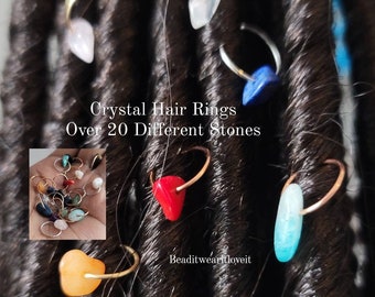 Crystal Hair Rings, Boho Hippie Dreadlock Hair Accessories, Loc Jewelry, Hair Beads