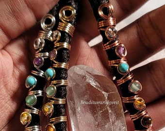 Chakra Loc Jewelry, Dreadlock Hair Accessories, Beads For Braids, Crystal Loc Jewelry