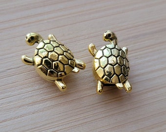 Set of 2 Metal Turtle Loc Beads, Gold Silver 5mm Hole Hair Beads, Wholesale Dreadlock Hair Accessories, Loc Jewelry
