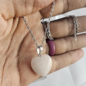CLEARANCE Rose Quartz Heart Pendant Necklace, Adjustable Crystal Necklace