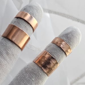 Bare Copper Cuff Rings, Copper Knuckle Ring, Hammered Copper Ring, Wire Wrapped Adjustable Ring