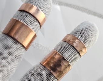 Bare Copper Cuff Rings, Copper Knuckle Ring, Hammered Copper Ring, Wire Wrapped Adjustable Ring