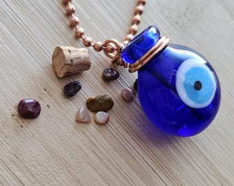 Colar com pingente de frasco de poção para proteção contra o mau-olhado, joia espiritual.