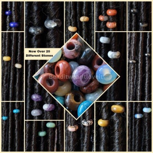 6mm Wide Big Hole Gemstone Loc Beads, Dreadlock Hair Accessories, Beads For Braids Twist And Dreadlocks, Loc Jewelry, Rondell Crystal Beads