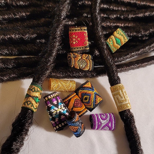 Set of 3 Fabric Loc Beads, Dreadlock Hair Accessories, Beads For Braids Twist And Dreadlocks, Loc Jewelry, Dreadlock Beads