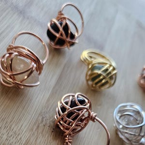 Custom Crystal Copper Wire Wrapped Crystal Rings, Gemstone Ring, Crystal Healing Rings, Spiritual Jewelry