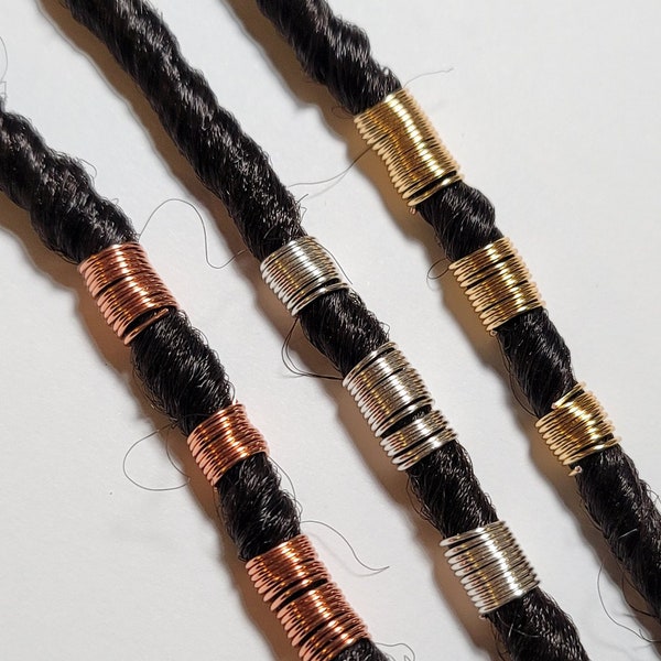 Copper Dreadlock Coil Beads, Loc Jewelry For Braids And Twists, Braid Rings Cuffs