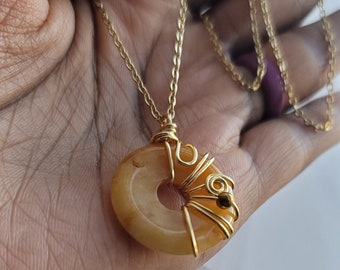 Choose Your Stone Crystal Pendant Necklaces, Chain Link Crystal Necklace, Wire Wrapped Crystal Pendant Necklace, Raw Crystal Jewelry