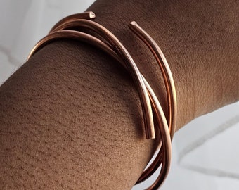 Pure Copper Bangles, Adjustable Stackable Bracelets, Raw Copper Cuff Bracelets, Style #4