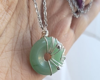 Choose Your Stone Crystal Pendant Necklaces, Chain Link Crystal Necklace, Wire Wrapped Crystal Pendant Necklace, Raw Crystal Jewelry
