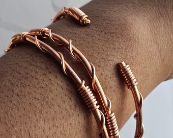 Pure Copper Bangles, Adjustable Stackable Bracelets, Raw Copper Cuff Bracelets, Style #1