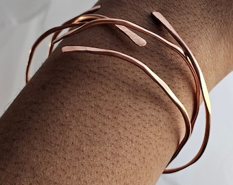 Pure Copper Bangles, Adjustable Stackable Bracelets, Raw Copper Cuff Bracelets, Style #2