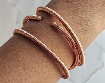 Pure Copper Bangles, Adjustable Stackable Bracelets, Raw Copper Cuff Bracelets, Style #6