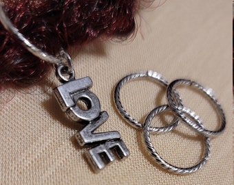 ABEND Liebe Charme Haar Ringe Set, Dread Ringe Lok Schmuck, Zopf Ringe, Silber Haar Ringe