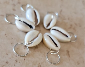 6pcs Silver Cowrie Shell Hair Rings, Dread Rings Loc Jewelry, Braid Rings, Loc jewelry, Dreadlock Rings