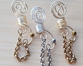 CLEARANCE Hematite Crystal Goddess Loc Jewelry For Braids And Twists, Chain Dreadlock Hair Accessories, Loc Beads, Dread Beads