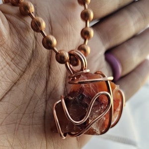 Raw Carnelian Chunky Ball Chain Crystal Necklaces, Gemstone Pendant Necklace, Vitality, Motivation, Creativity, Confidence Spiritual Jewelry