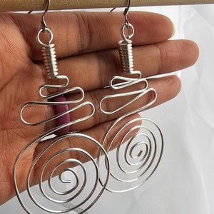 African Spiral Copper Earrings, Wire Wrapped Earrings, Copper Jewelry