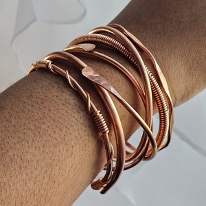 Pure Copper Bangles, 7 Different Styles To Choose From, Adjustable Stackable Bracelets, Raw Copper Cuff Bracelets