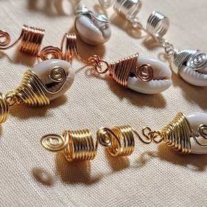 Cowrie Shell Loc Jewelry And Matching Earrings, Dreadlock Hair Accessories, Beads For Braids Twist And Locs, African Loc Jewelry
