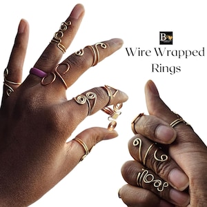 Copper Knuckle and Finger Rings, Create Your Own Ring Set, Hammered Copper Rings, Wire Wrapped Adjustable Ring, Midi Ring Sets