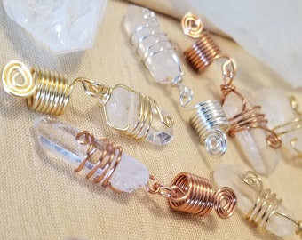 Bijoux Loc en cristal de quartz. Accessoires pour cheveux dreadlocks, perles pour tresses, bijoux Loc