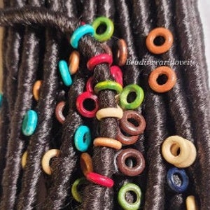 10 Piece Wood Loc Beads, 6mm Wide Hole Dread Beads, Dreadlock Hair Accessories, Beads For Braids Twist And Dreadlocks, Hair Beads