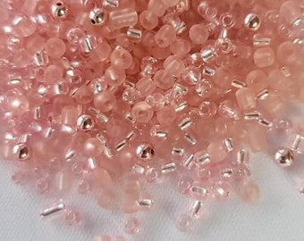 Small Passion Pink Hematite Crystal Loc Sprinkle Bead Mix, Gemstone And Glass Bead Mix, Dreadlock Accessories, Dread Sprinkles, Loc Jewelry