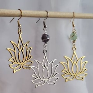 Lotus Flower Crystal Earrings, Flower Dangle Drop Earrings, Spiritual Jewelry, Bestfriend Birthday Gift