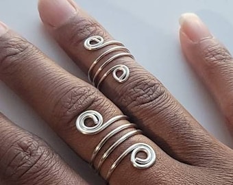 Afrocentric Adjustable Copper Ring, Wire Wrapped Spiral Ring